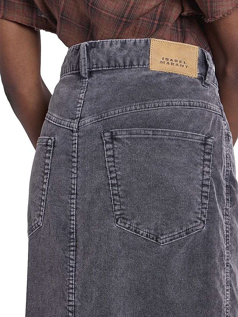 Odalie Stretch-Cotton Denim Midi-Skirt