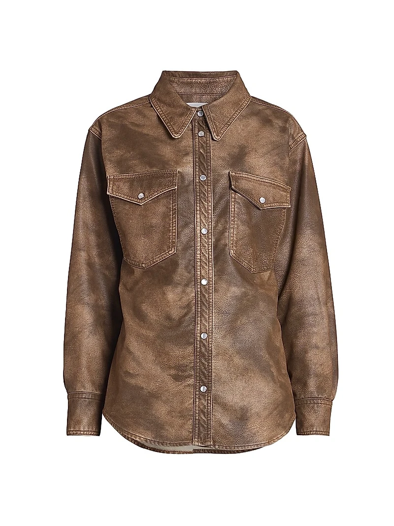 Karima Faux-Leather Shirt Jacket