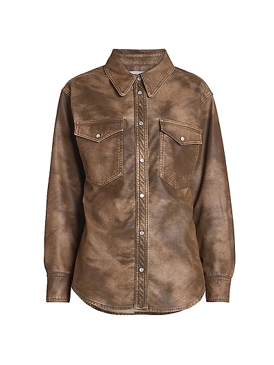 Karima Faux-Leather Shirt Jacket