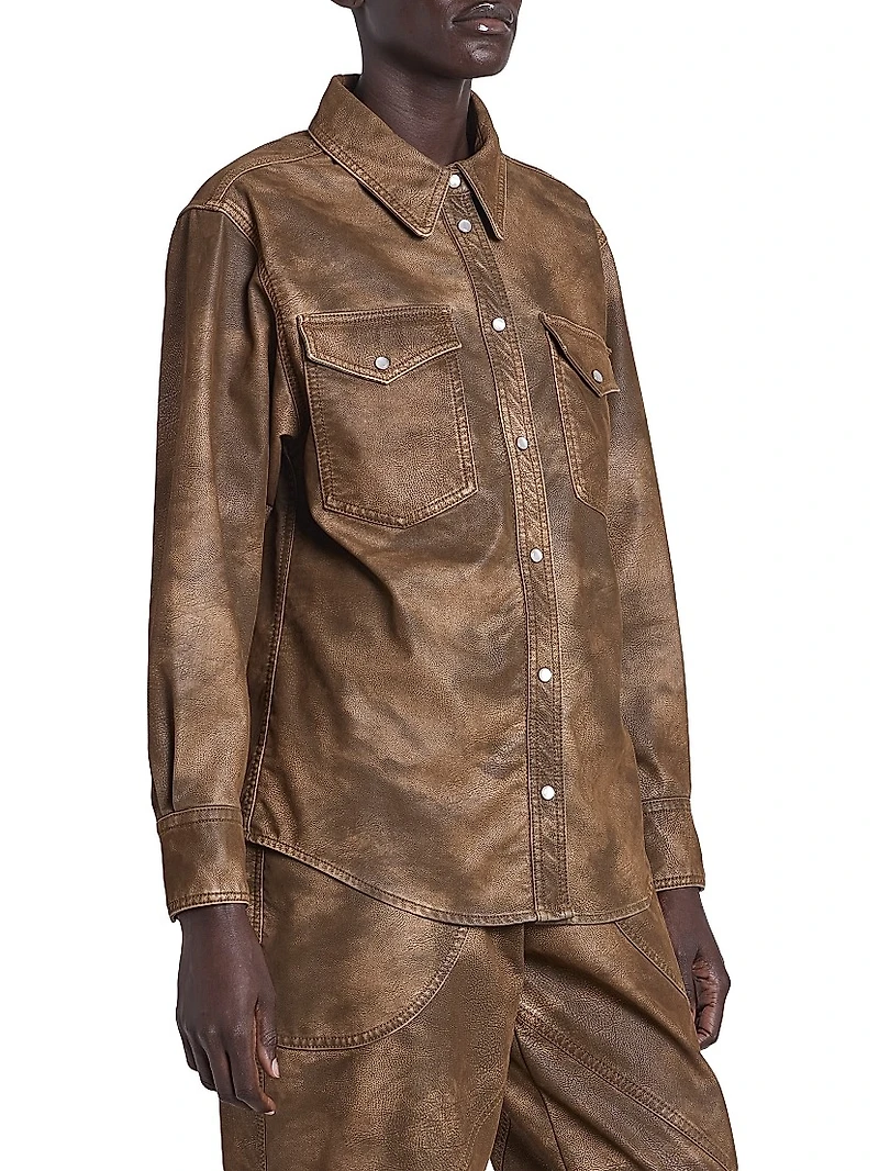 Karima Faux-Leather Shirt Jacket
