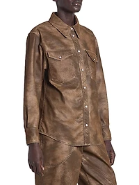 Karima Faux-Leather Shirt Jacket