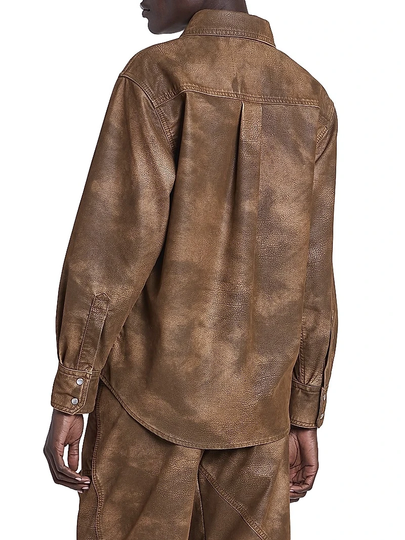 Karima Faux-Leather Shirt Jacket