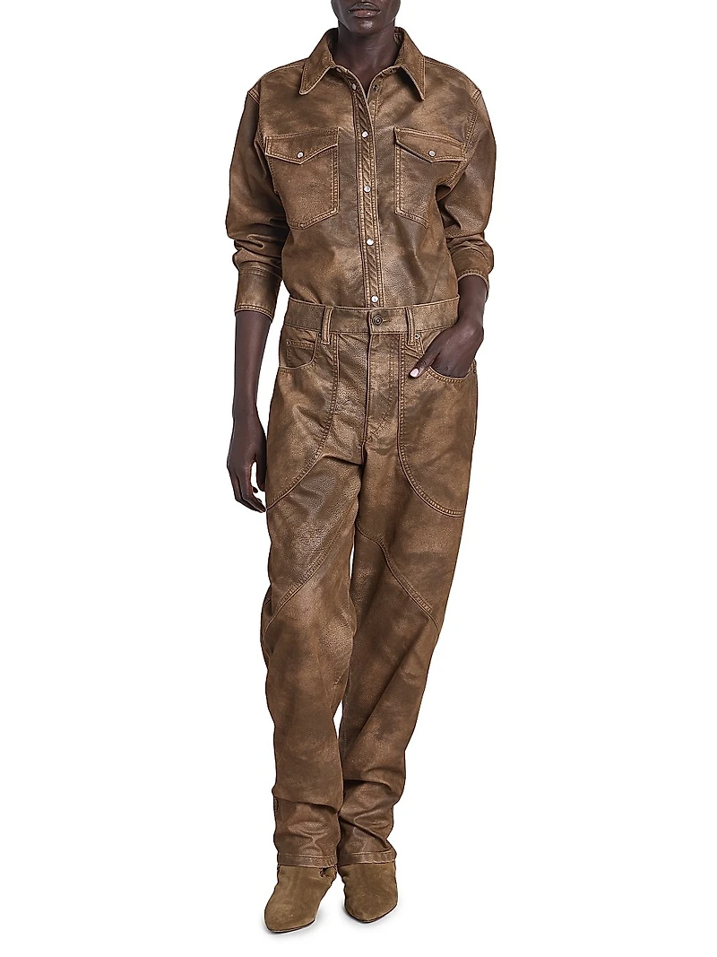 Karima Faux-Leather Shirt Jacket