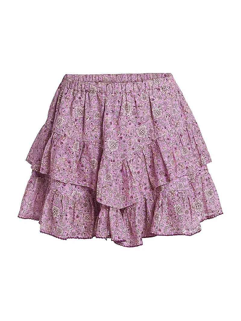 Jocadia Printed-Cotton Tiered Miniskort