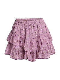 Jocadia Printed-Cotton Tiered Miniskort