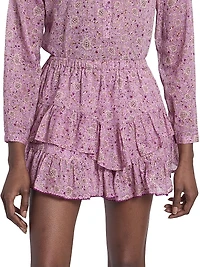 Jocadia Printed-Cotton Tiered Miniskort