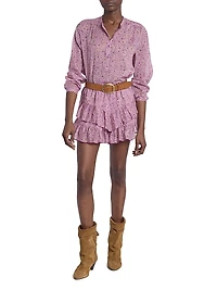 Jocadia Printed-Cotton Tiered Miniskort