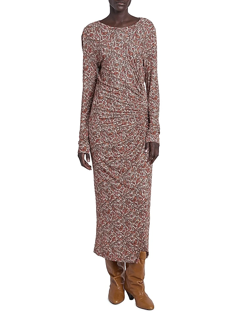 Jelina Paisley Stretch-Modal Midi-Dress