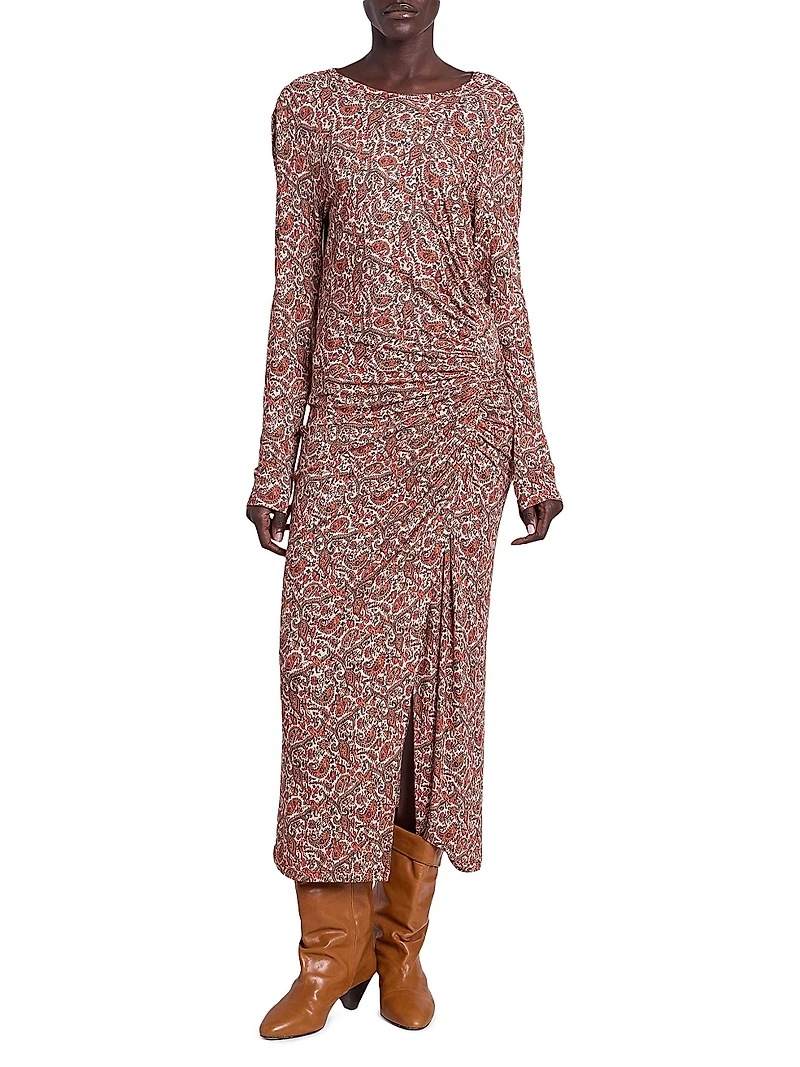 Jelina Paisley Stretch-Modal Midi-Dress