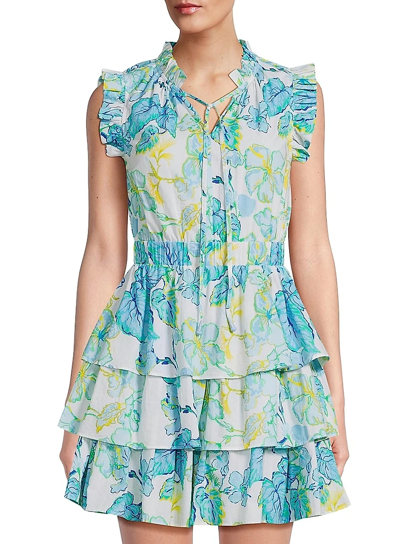 Bimba Floral Tiered Cotton Minidress