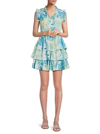 Bimba Floral Tiered Cotton Minidress