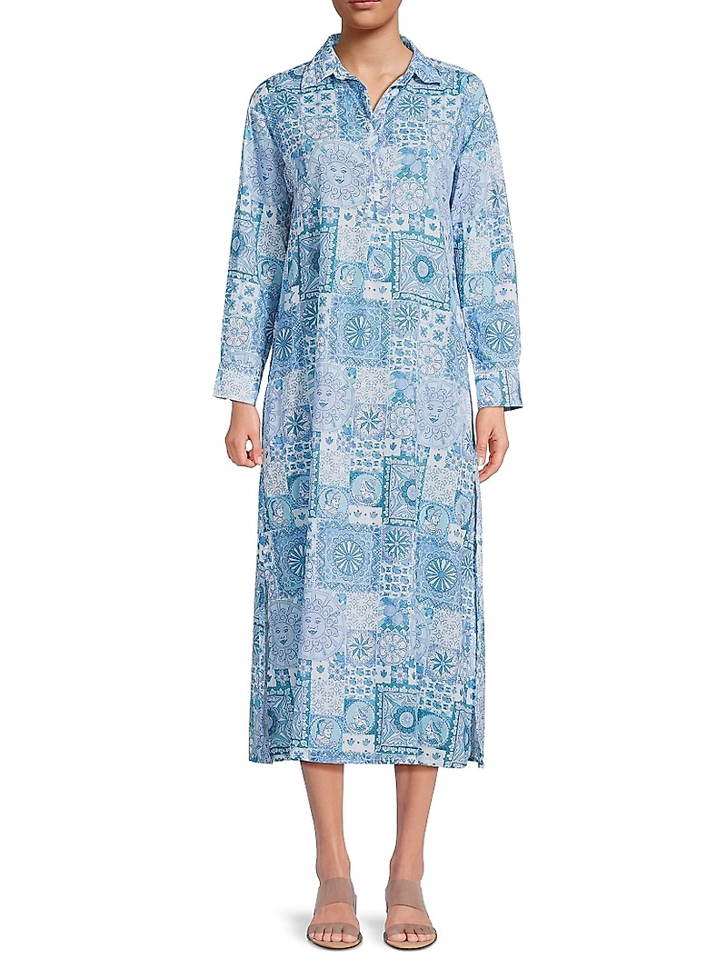 Brussels Printed Cotton Midi-Dress