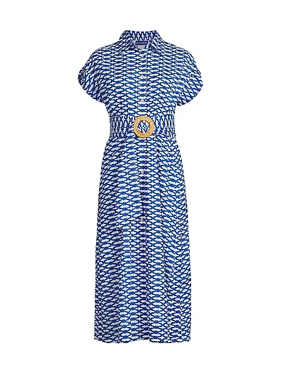 Catherine Cotton Geometric Shirtdress