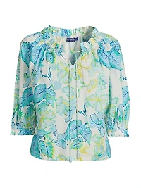 Havana Leaf Print Cotton Top