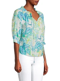 Havana Leaf Print Cotton Top