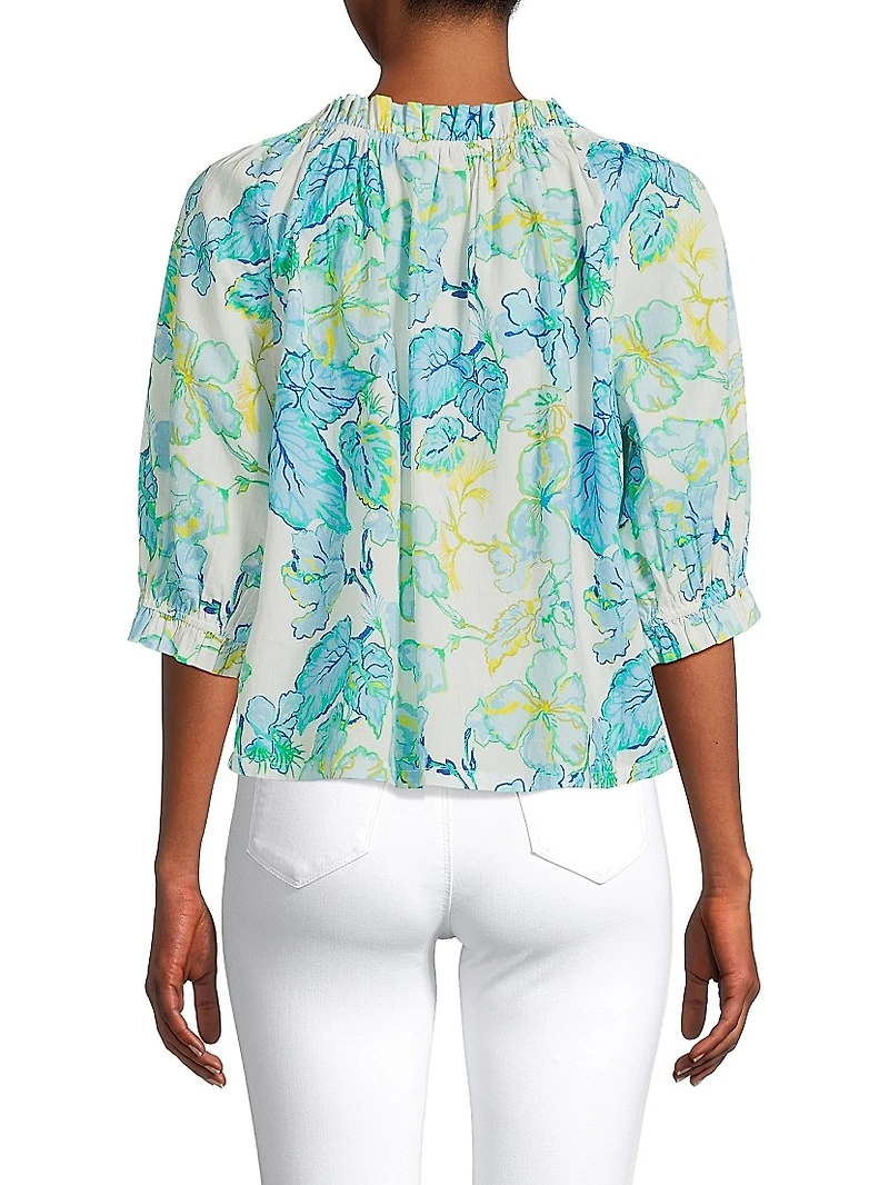 Havana Leaf Print Cotton Top