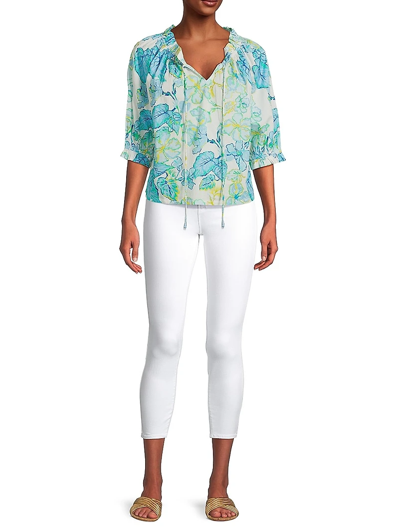 Havana Leaf Print Cotton Top