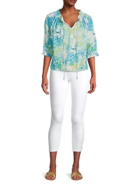 Havana Leaf Print Cotton Top