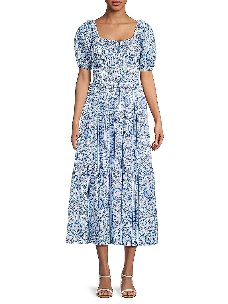 Percy Floral Cotton Midi-Dress