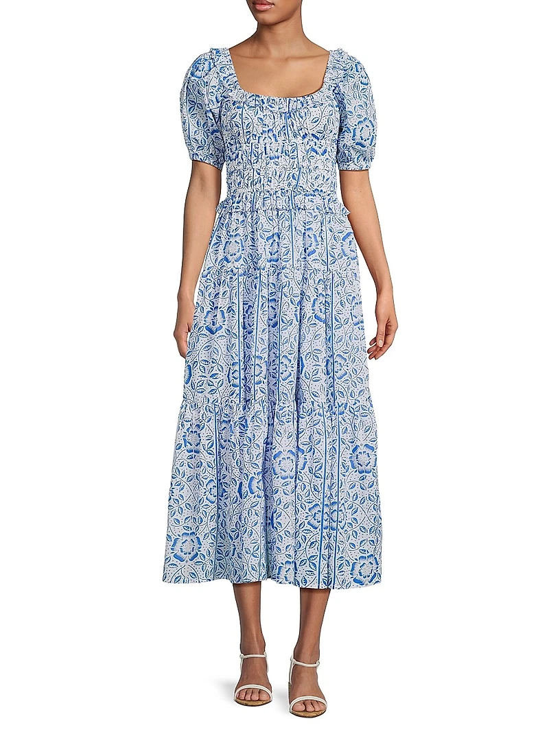 Percy Floral Cotton Midi-Dress