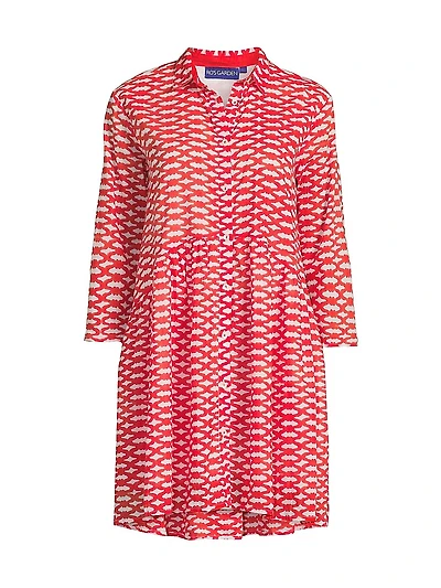 Deauville Printed Cotton Mini-Shirtdress