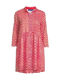 Deauville Printed Cotton Mini-Shirtdress