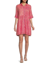 Deauville Printed Cotton Mini-Shirtdress