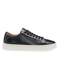 Leather Low-Top Trainers with Branded Lace Loop