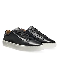 Leather Low-Top Trainers with Branded Lace Loop