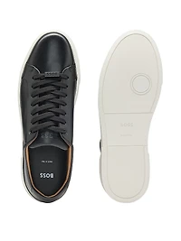 Leather Low-Top Trainers with Branded Lace Loop