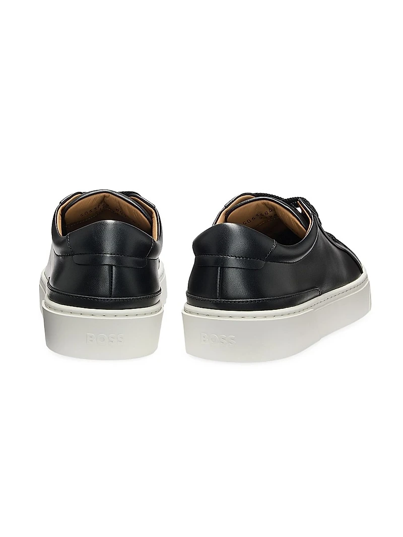 Leather Low-Top Trainers with Branded Lace Loop