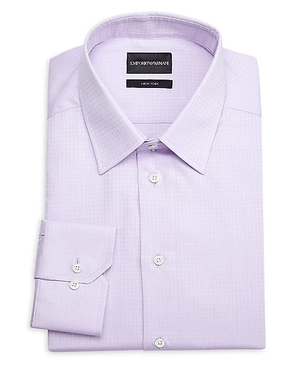 Box Plaid Cotton Dress Shirt