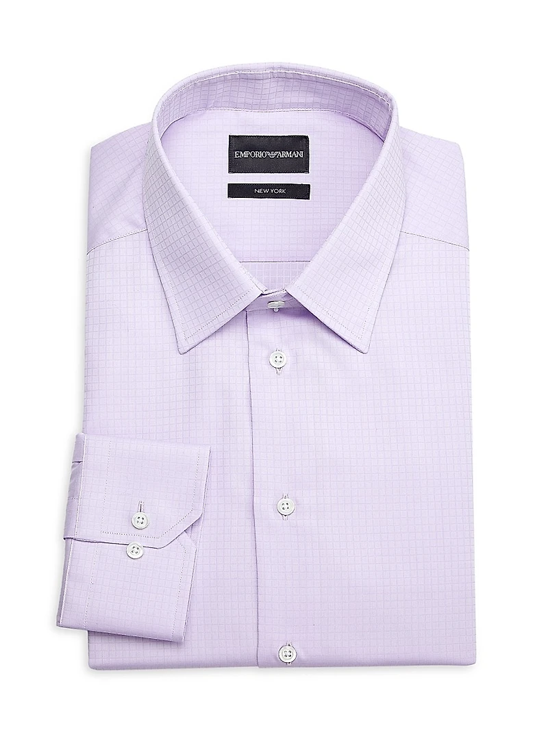 Box Plaid Cotton Dress Shirt