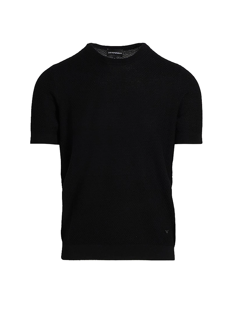 Tonal Textured Short-Sleeve Sweater