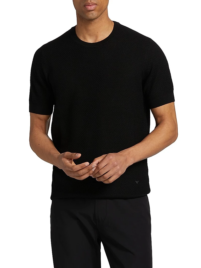 Tonal Textured Short-Sleeve Sweater