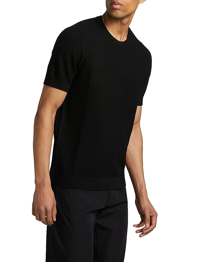 Tonal Textured Short-Sleeve Sweater