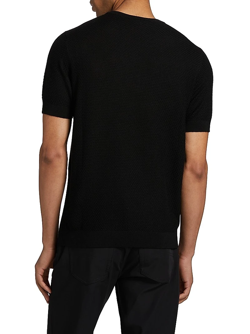 Tonal Textured Short-Sleeve Sweater