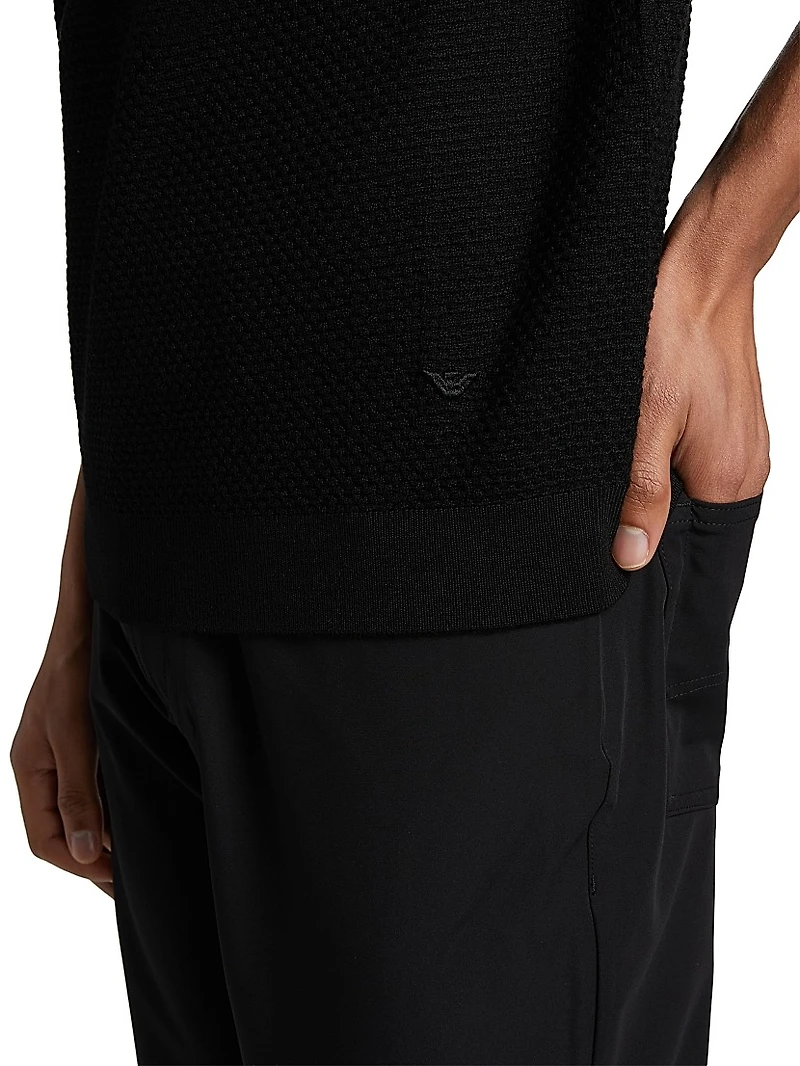 Tonal Textured Short-Sleeve Sweater