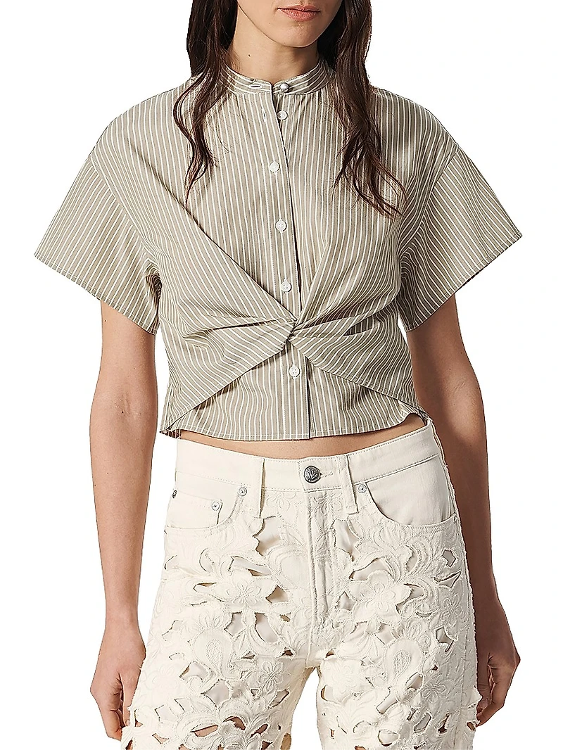 Gretchen Striped Poplin Twist Shirt