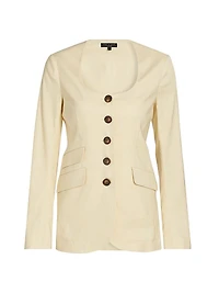 Roslyn Collarless Linen-Blend Blazer