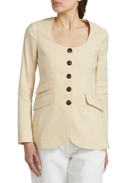 Roslyn Collarless Linen-Blend Blazer