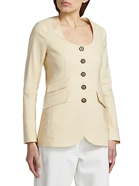 Roslyn Collarless Linen-Blend Blazer