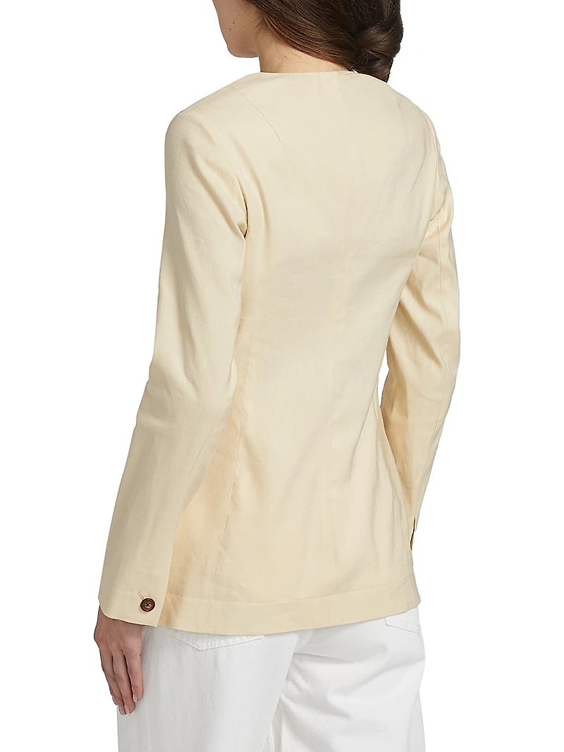 Roslyn Collarless Linen-Blend Blazer