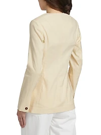 Roslyn Collarless Linen-Blend Blazer