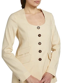 Roslyn Collarless Linen-Blend Blazer