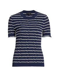 Chiara Stripes Short-Sleeve Crewneck Sweater