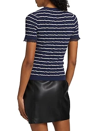 Chiara Stripes Short-Sleeve Crewneck Sweater