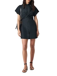 Gretchen Poplin Twist Mini Shirtdress