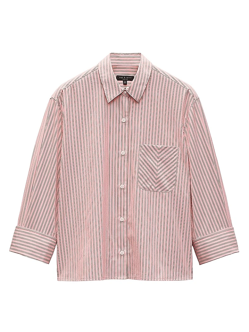 Lucia Striped Poplin Button-Front Shirt
