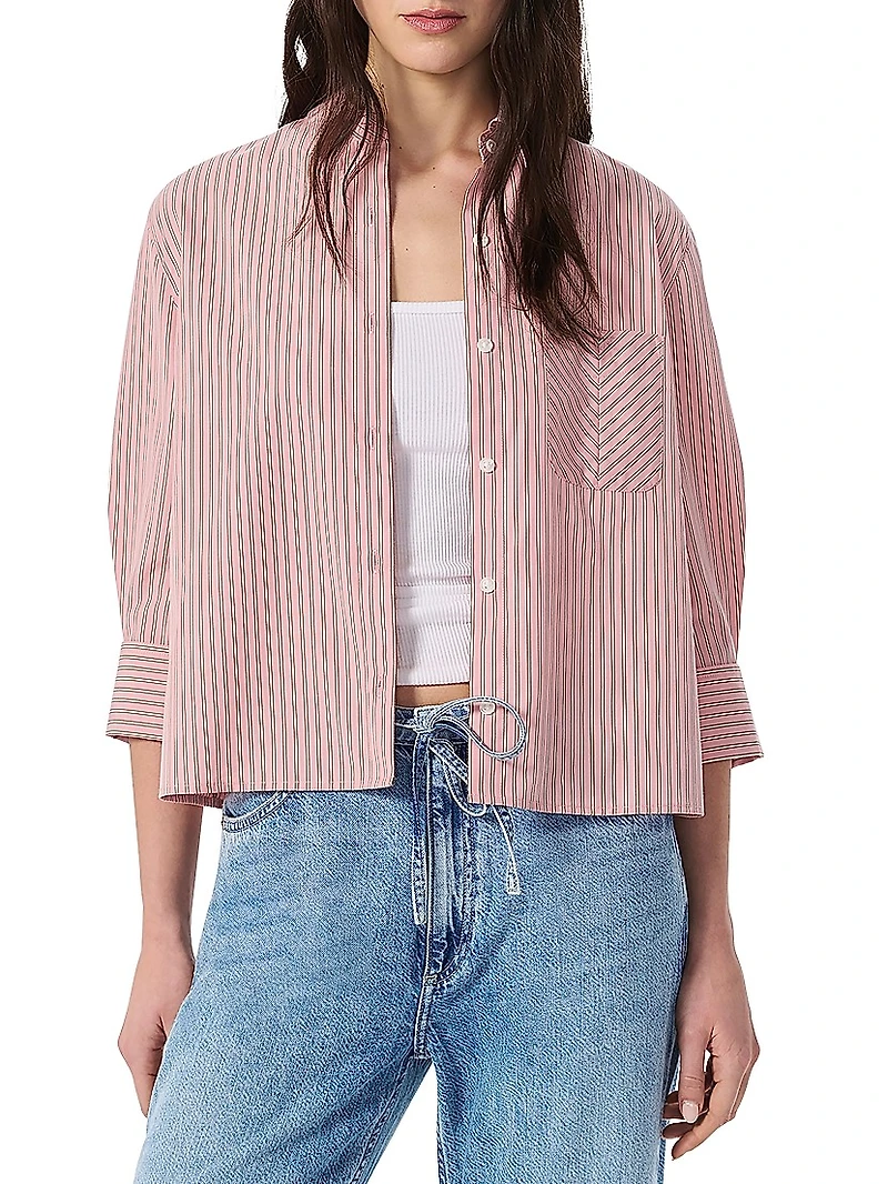 Lucia Striped Poplin Button-Front Shirt